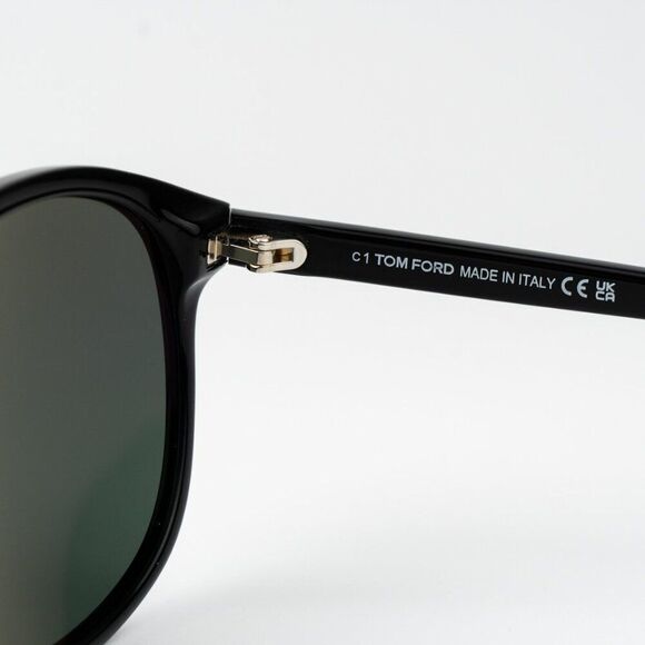 Tom Ford Women Sunglasses Shiny Black Green Polarized Pilot PRESCOTT FT1027 01R main image 9